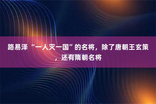 路易泽 “一人灭一国”的名将，除了唐朝王玄策，还有隋朝名将