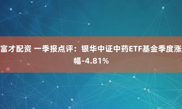 富才配资 一季报点评：银华中证中药ETF基金季度涨幅-4.81%